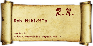 Rab Miklós névjegykártya
